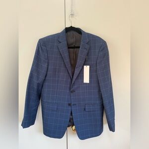 Calvin Klein - Blue Plaid Men's Blazer - Classic Two-Button Suit Jacket